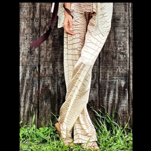 Women's Loose Fit Trousers Pull On Hot 🔥 L👀K Suze XL = 12 Pants Crocodile 🐊 - Picture 3 of 6